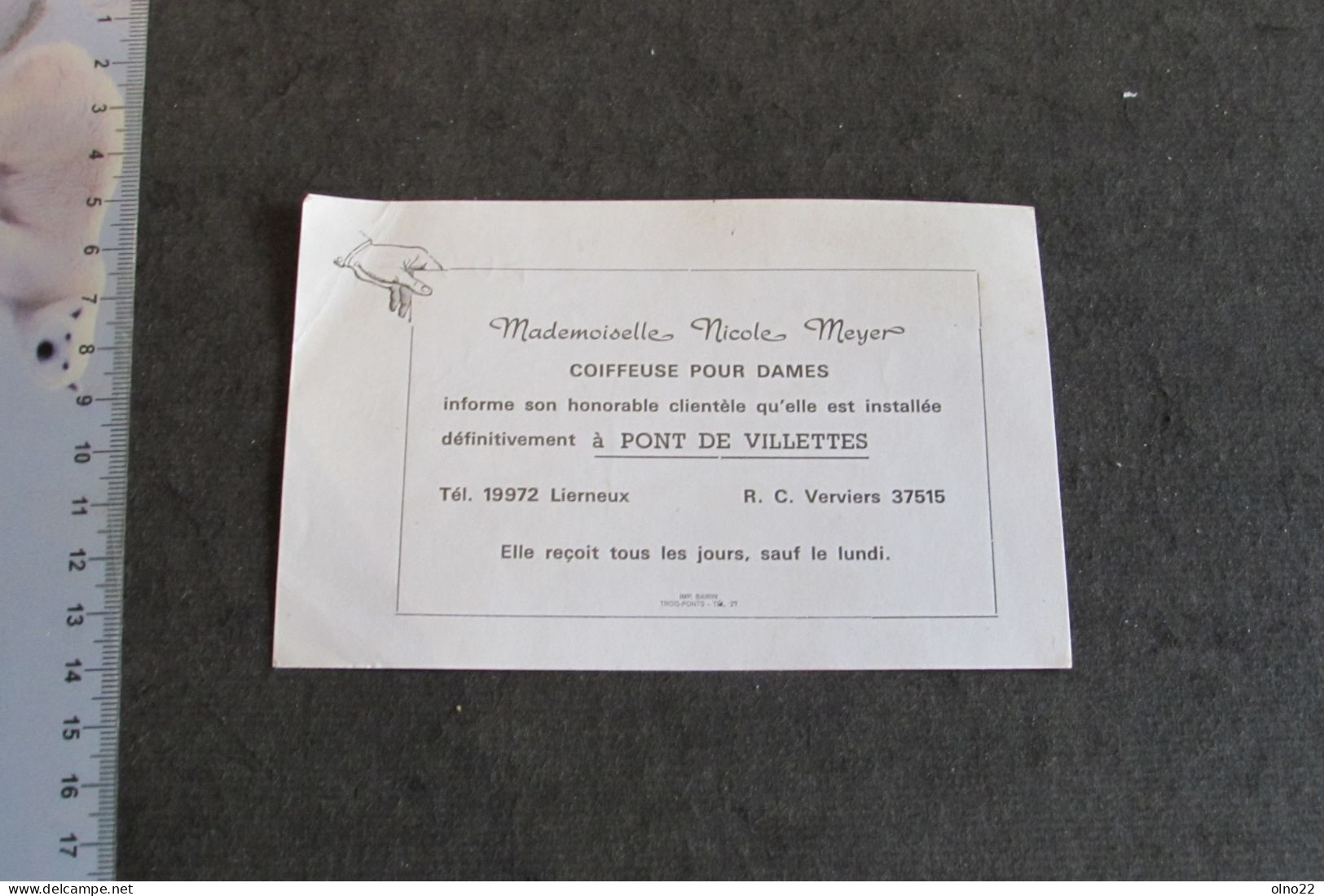 PONT DE VILLETTES - COIFEUSE DAMES NICOILE MEYER - INSTALLATION DEFINITIVE DE SON SALON DE COIFFURE - VOIR SCANS - Publicités