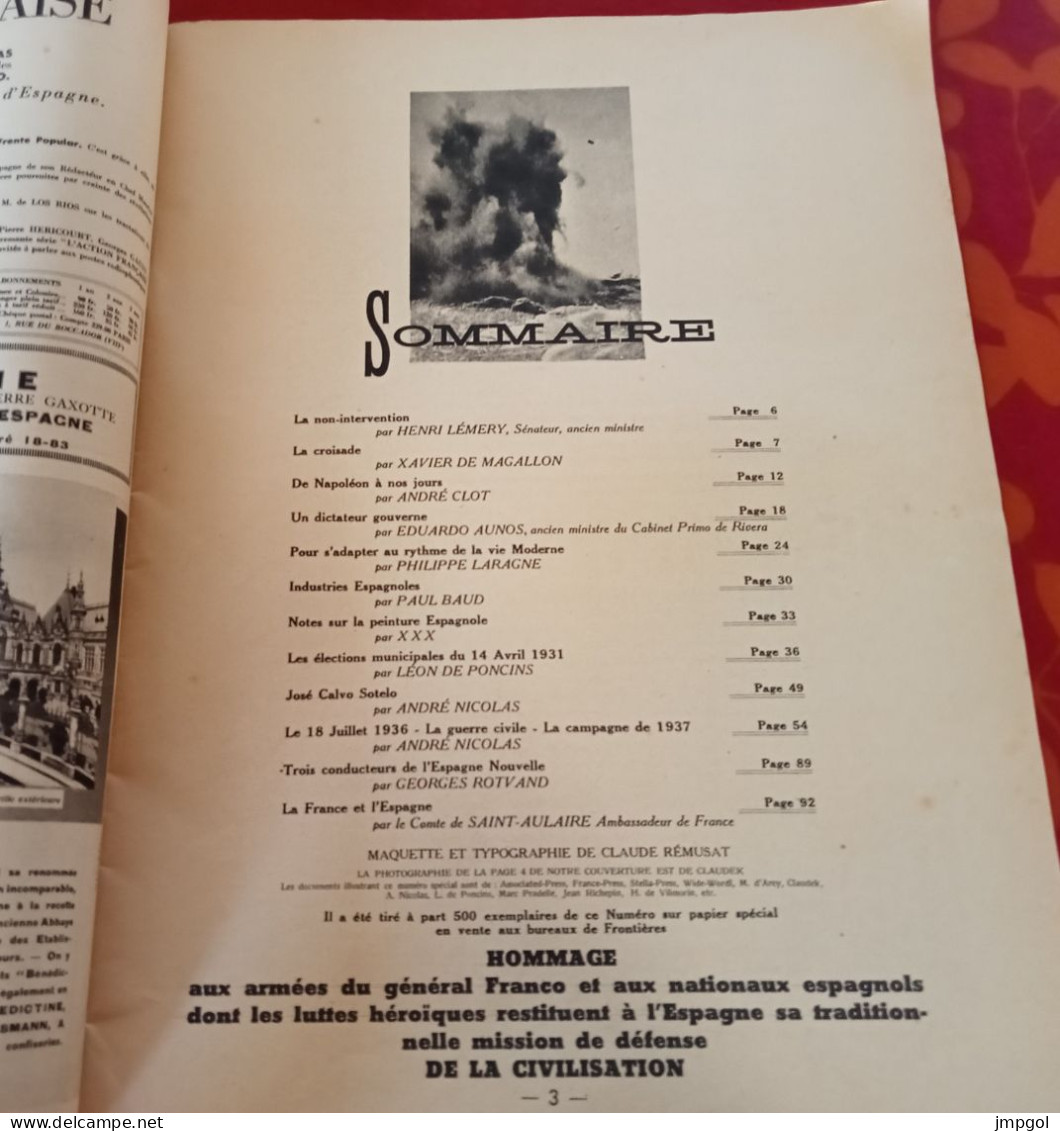 Espagne Rempart De L'Occident Juillet 1937 N° Spécial Frontières Pro Franco Et Nationalistes Charles Lesca André Nicolas - 1900 - 1949