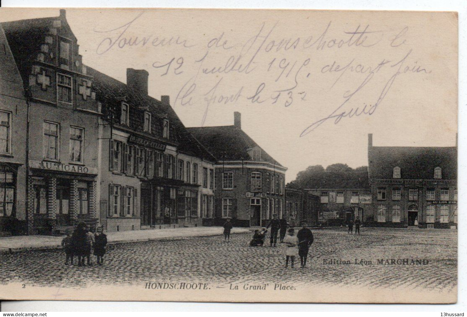 Carte Postale Ancienne Hondschoote - La Grand' Place - Hondshoote