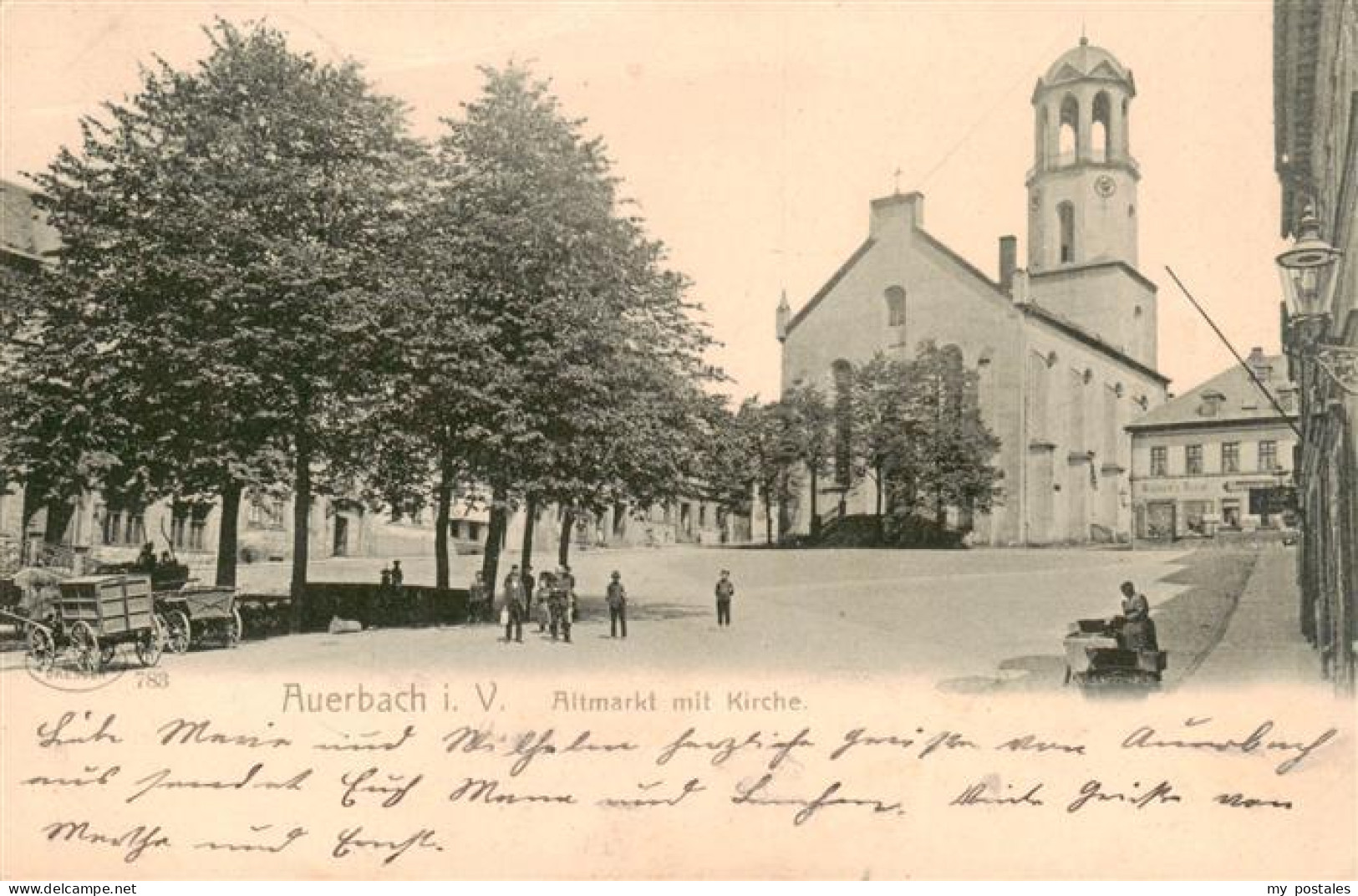 73940036 Auerbach__Vogtland Altmarkt Mit Kirche - Auerbach (Vogtland)