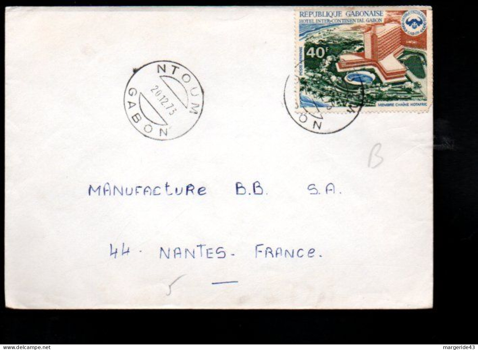 GABON SEUL SUR LETTRE DE NTOUM POUR LA FRANCE 1973 - Gabun (1960-...)