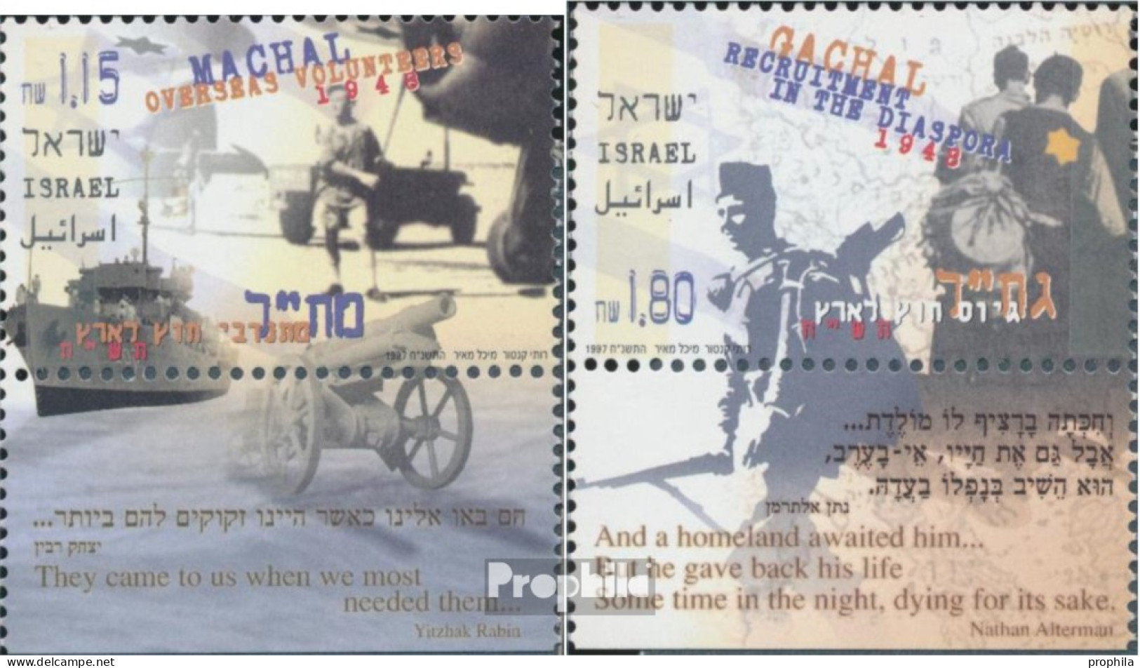 Israel 1449C-1450C Mit Tab (kompl.Ausg.) Postfrisch 1997 Freiwillige Aus Dem Ausland - Nuovi (con Tab)