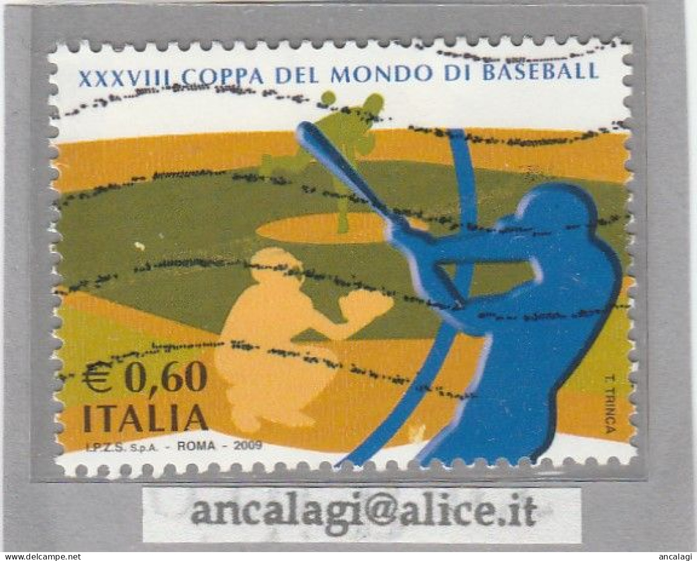 USATI ITALIA 2009 - Ref.1122 "COPPA DI BASEBALL" 1 Val. - - 2001-10: Afgestempeld