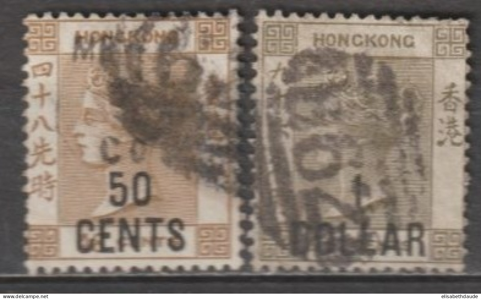 1885 - HONG KONG (CHINA) - SURCHARGES - YVERT N° 50+52 OBLITERES - COTE =  85 EUR - Gebraucht