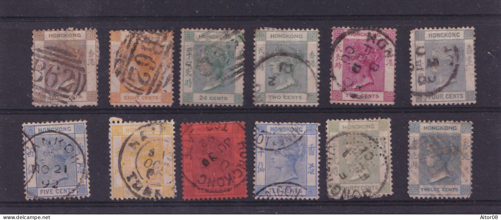 LOT DE TIMBRES CLASSIQUES HONG KONG OBLITERES  DE 1862 A 1877.. INTERESSANTS.A VOIR - Gebraucht