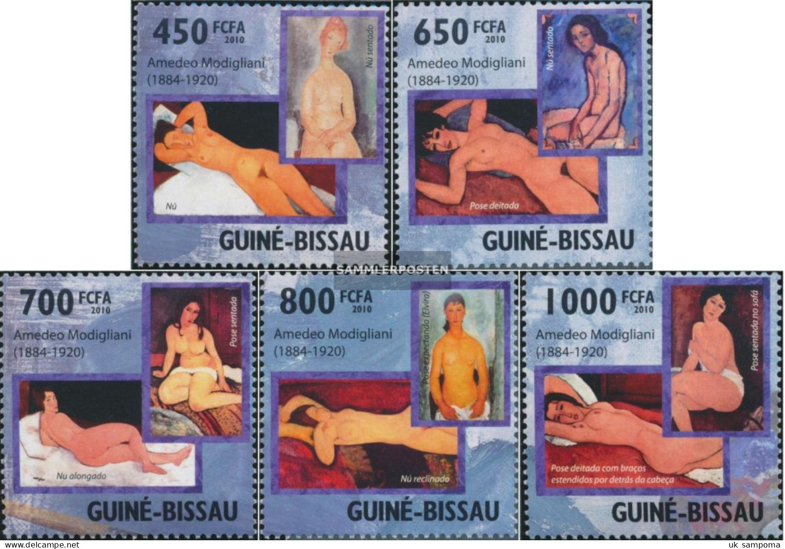 Guinea-Bissau 4605-4609 (complete. Issue) Unmounted Mint / Never Hinged 2010 Amedeo Modigliani - Guinea-Bissau