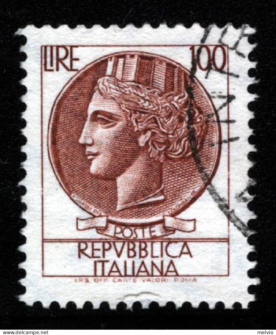 1979-Italia (O=used) L.100 Siracusana Filigrana Stelle II°non Fluorescente (cat. - 1946-60: Oblitérés