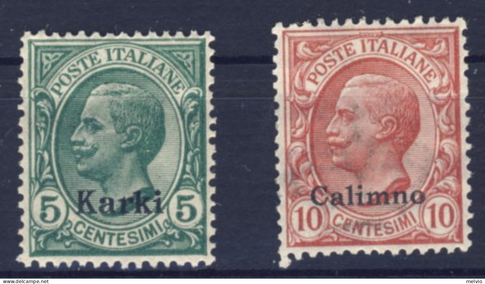 1912-Carchi Calimno (MNH=**) 5c.+10c. Effige Vittorio Emanuele Catalogo Sassone  - Egeo (Calino)