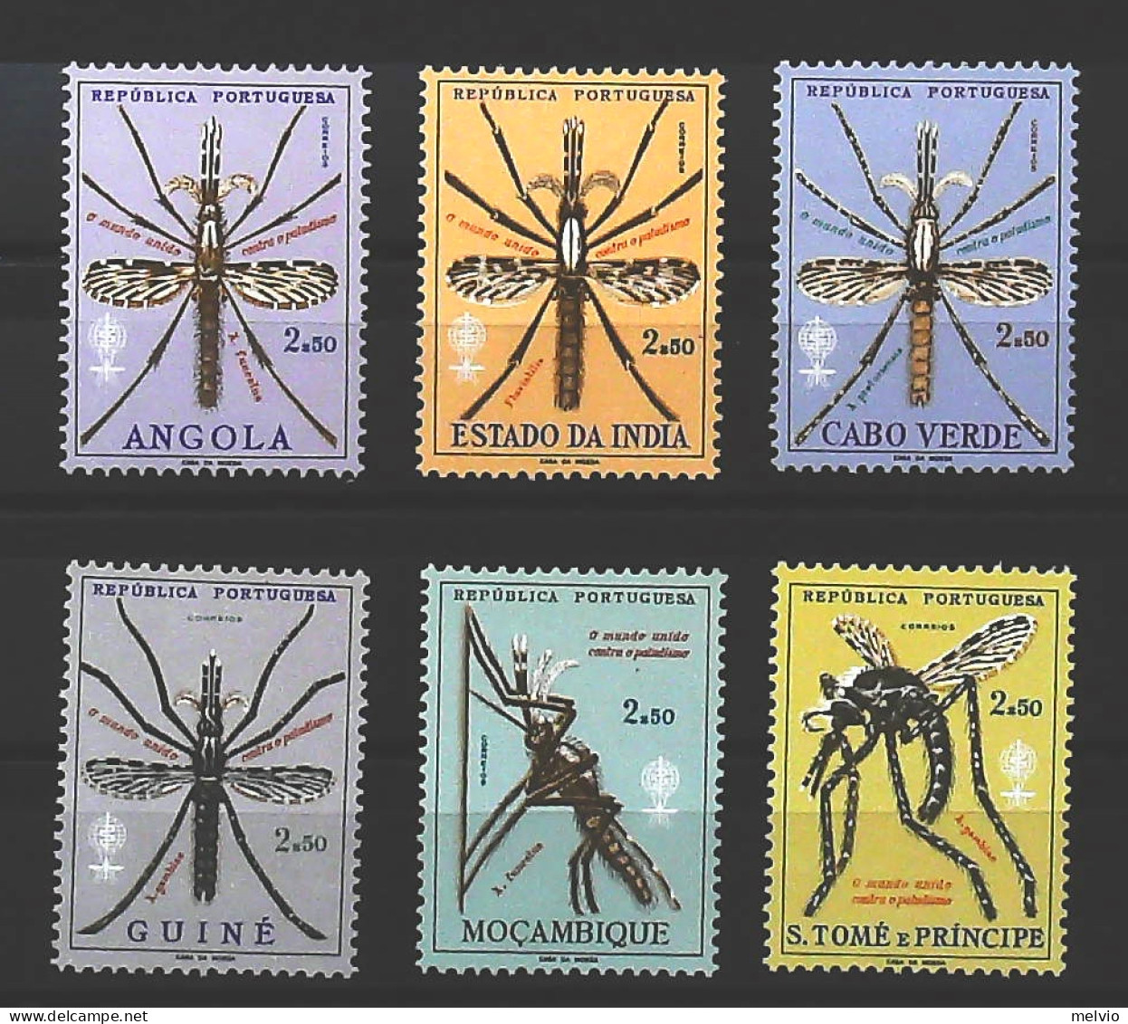 1962-Colonie Portoghesi (MNH=**) 6 Valori Lotta Alla Zanzara - Autres & Non Classés