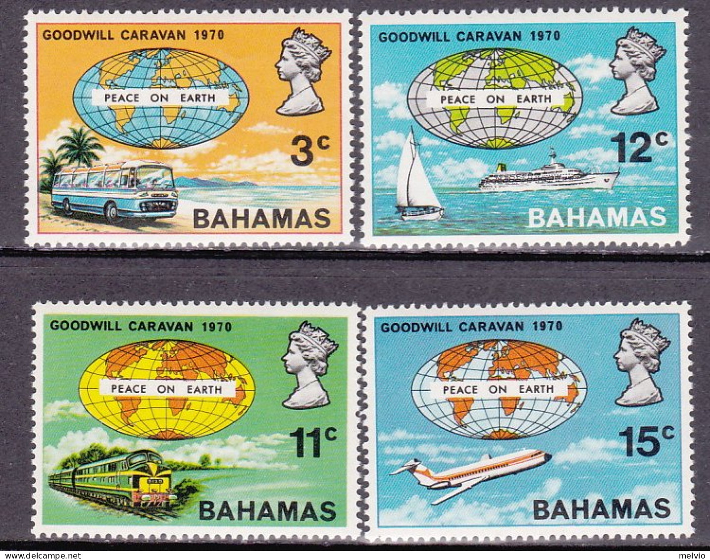1970-Bahamas (MNH=**) S.4v."Goodwill Caravan" - Bahrein (...-1965)