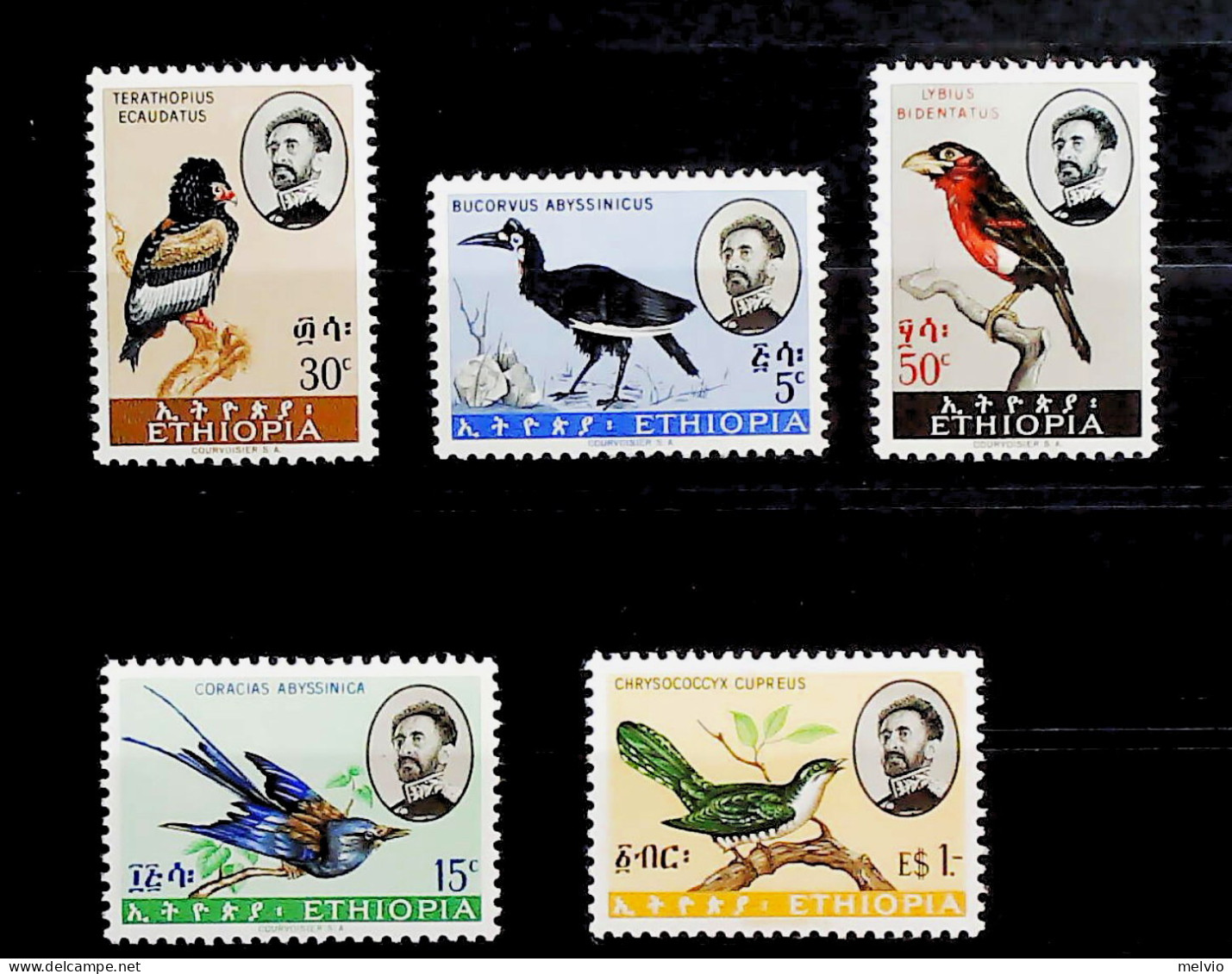 1962-Etiopia (MNH=**) Serie 5 Valori Uccelli - Etiopía