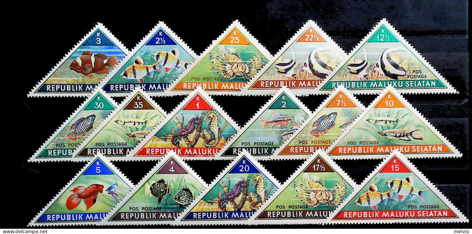 1956-Malesia (MNH=**) Serie 16 Valori Fauna Marina Pesci - Malaysia (1964-...)