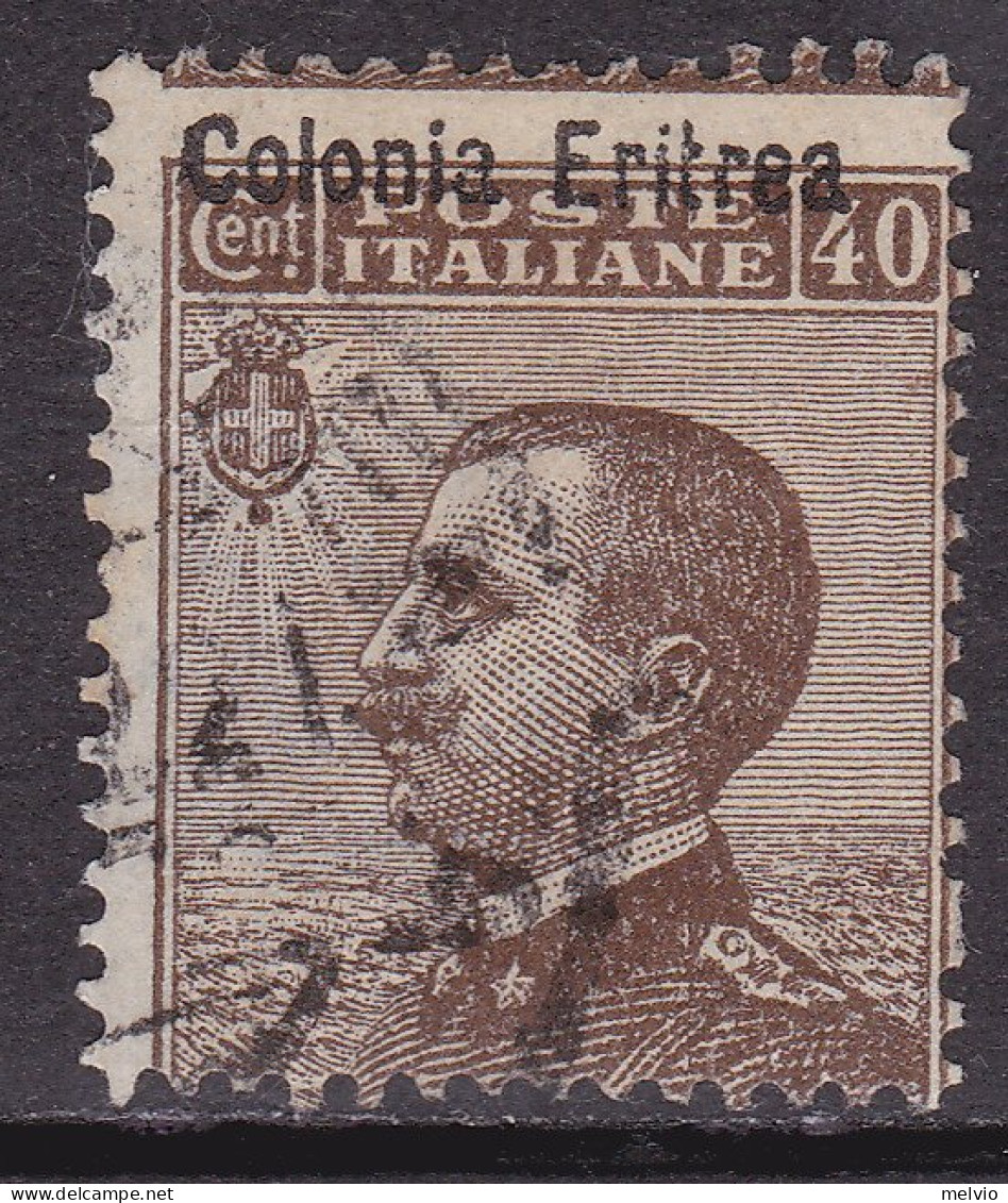 1916-Eritrea (O=used) 40c.bruno Michetti Con Soprastampa Fortemente Spostata In  - Eritrea