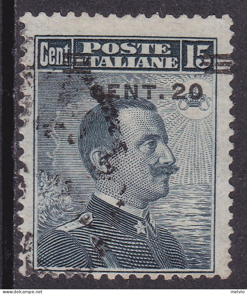1916-Italia (O=used) 20c.su 15c.grigio Nero Usato Con La Soprastampa Spostata Ne - Afgestempeld