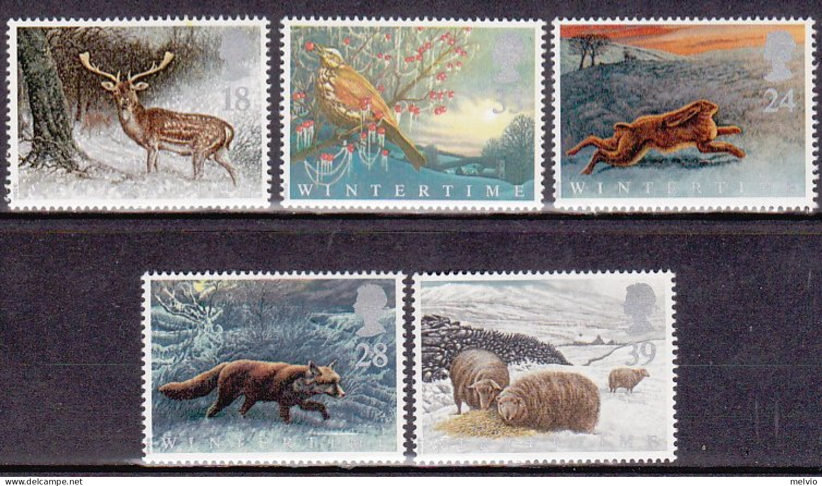 1992-Gran Bretagna (MNH=**) S.5v."inverno,animali"catalogo Euro 6,00 - Nuovi