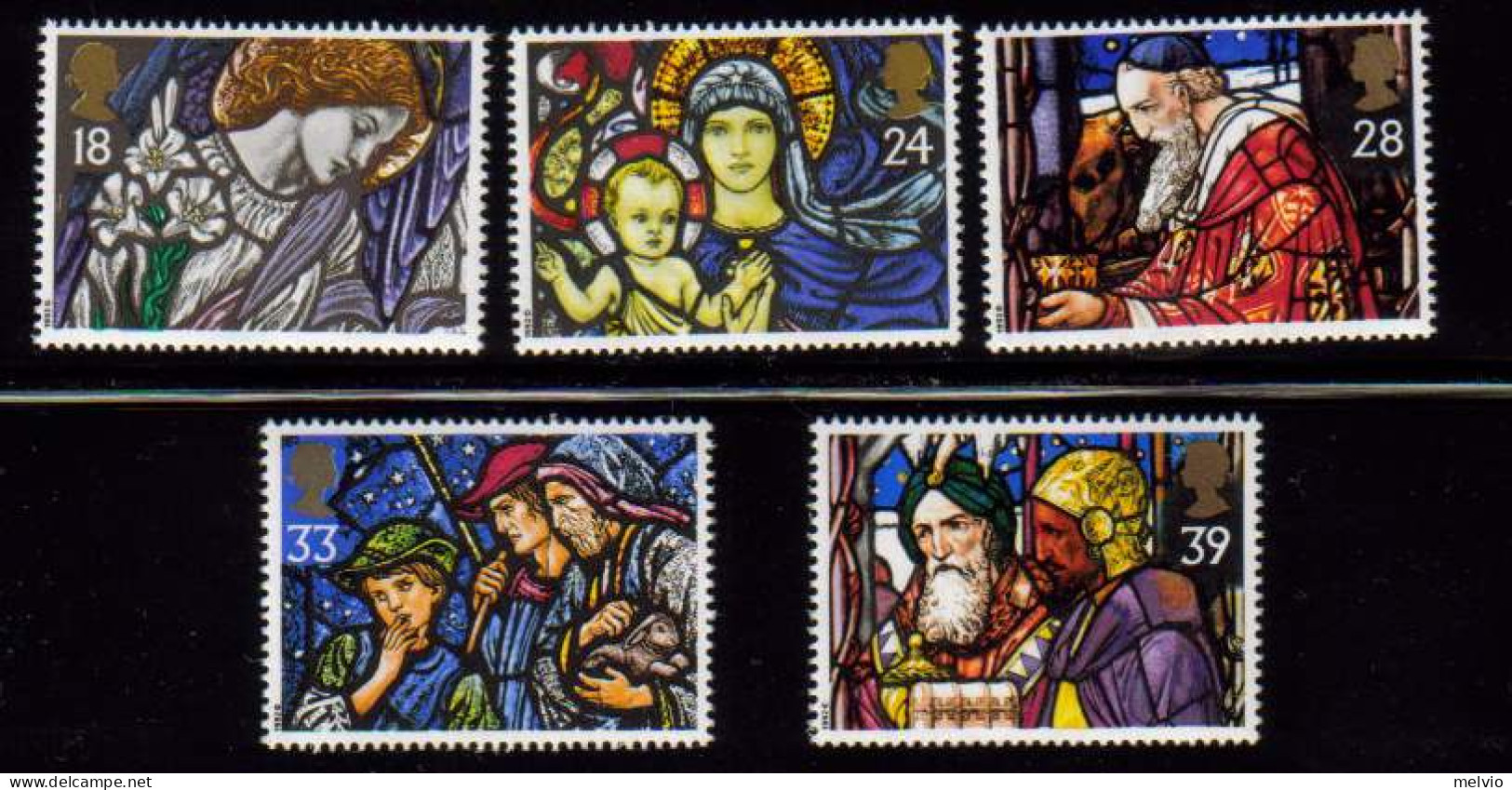 1992-Gran Bretagna (MNH=**) S.5v."Natale,vetrate Con Scene Della Nativita'"catal - Ongebruikt