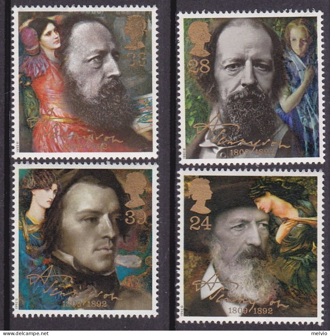 1992-Gran Bretagna (MNH=**) S.4v."centenario Della Morte Di Tennyson,ritratti Ed - Ongebruikt