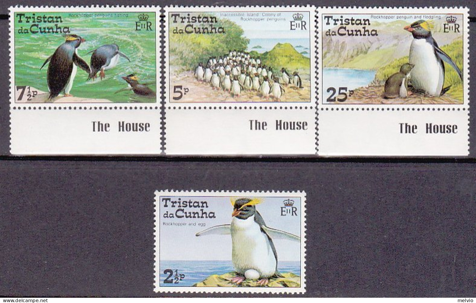 1966-Tristan Da Cunha (MNH=**) S.4v."pinguini"bordo Di Foglio - Tristan Da Cunha