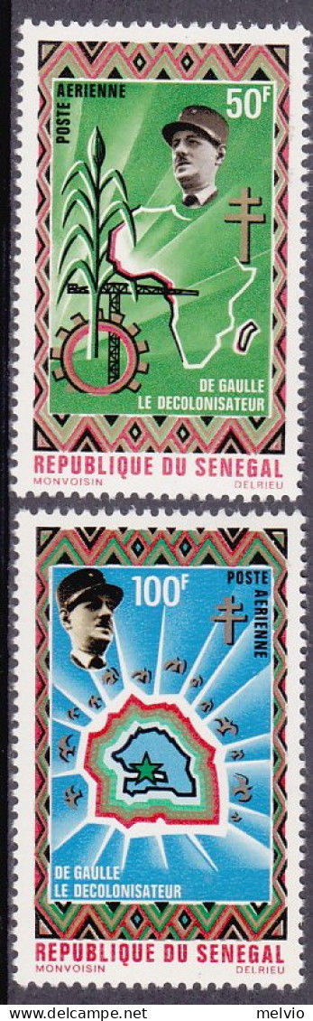 1971-Senegal (MNH=**) S.2v."Decolonizzazione,gen.de Gaulle"catalogo Yvert Euro 6 - Senegal (1960-...)