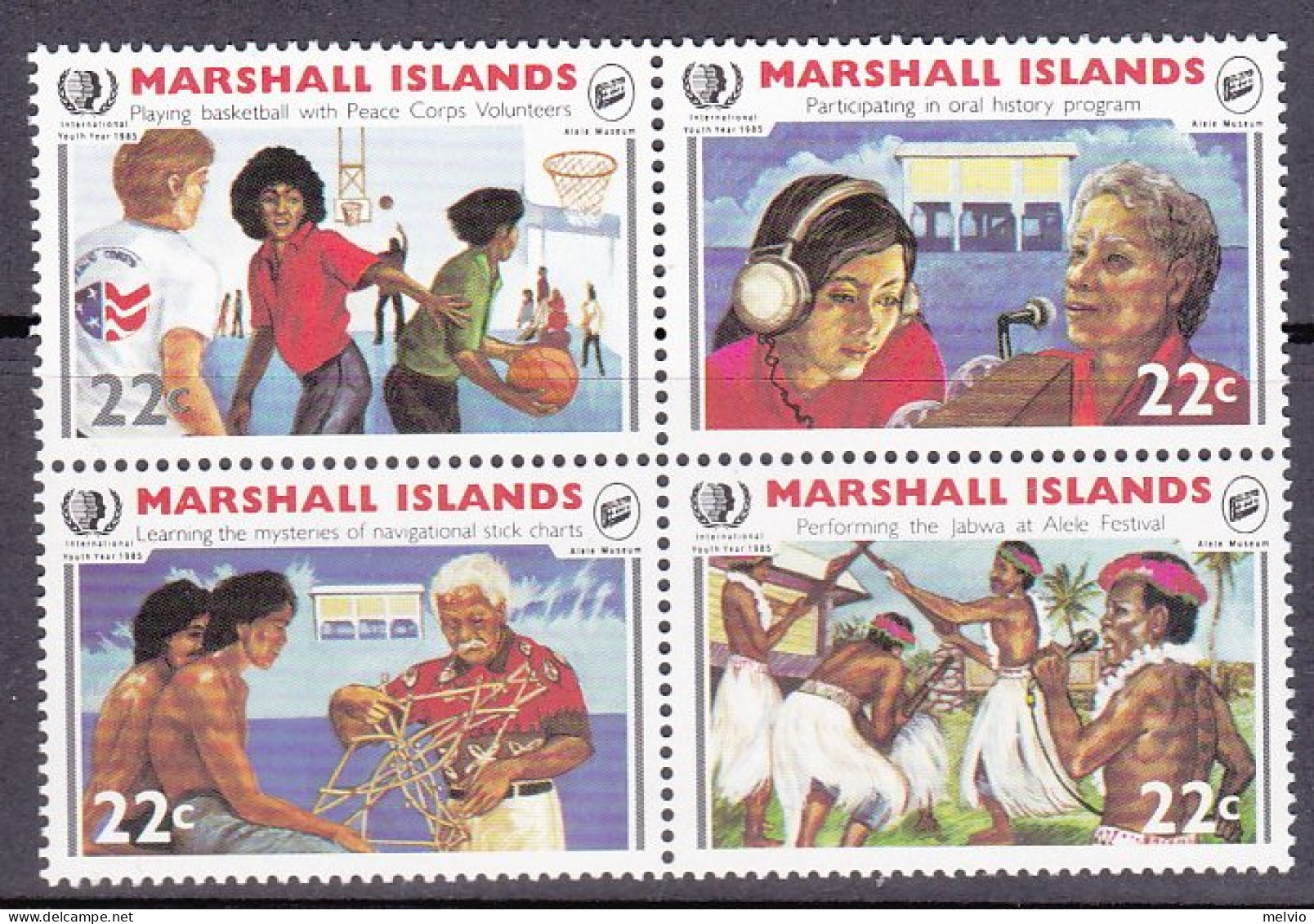 1985-Marshall (MNH=**) S.4v."Anno Internazionale Giovinezza" - Islas Marshall