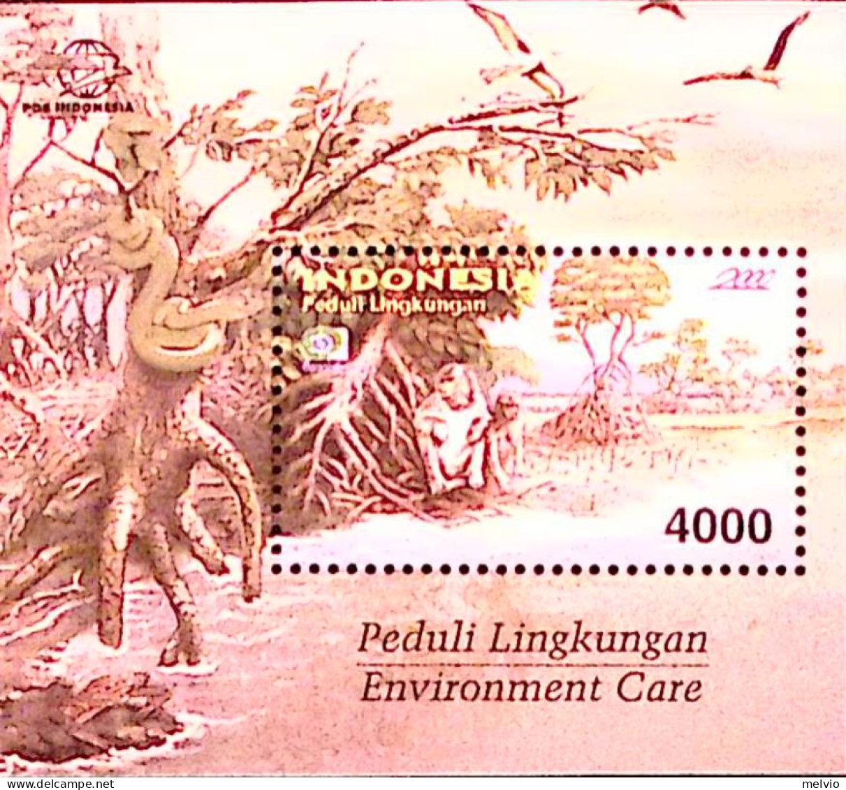 2000-Indonesia (MNH=**) Foglietto 1 Valore Tutela Dell'ambiente - Indonesië