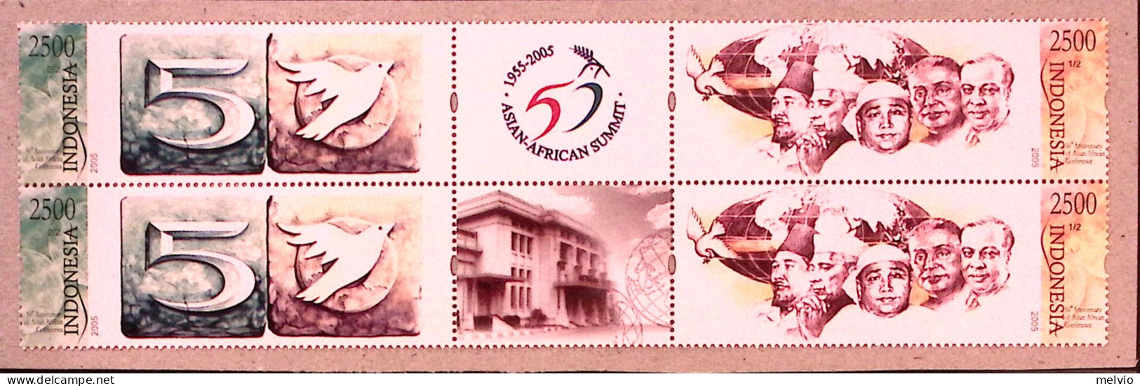 2005-Indonesia (MNH=**) Due Strisce 6 Valori Summit Asiatico Africano - Indonesia