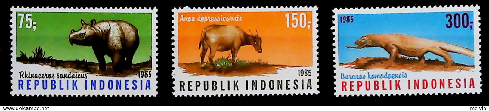 1985-Indonesia (MNH=**) Serie 3 Valori Fauna Locale - Indonesië