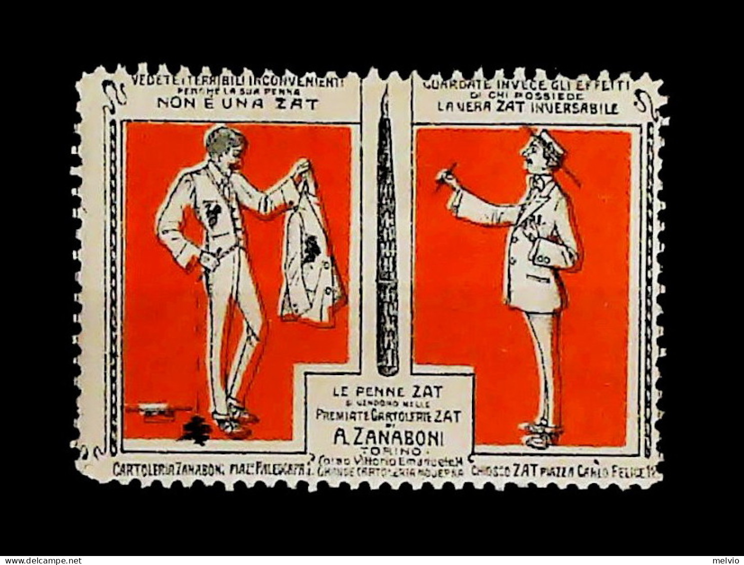 1925-Italia < Pubblicitario Penna Stilo ZAT Di Torino Erinnofilo - Erinnofilie