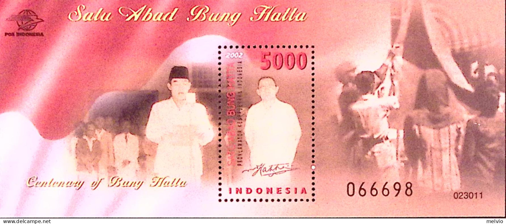 2001-Indonesia (MNH=**) Foglietto 1 Valore Centenario Bang Hatta - Indonesien