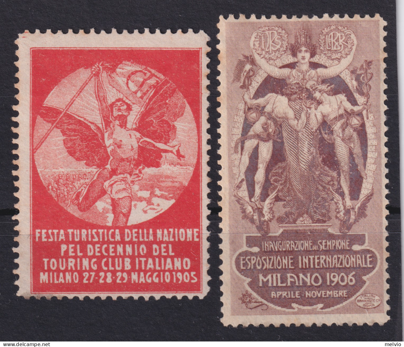 1906-Italia (NG=no Gum) Due Erinnofili Esposizione Internazionale Di Milano 1906 - Nuovi
