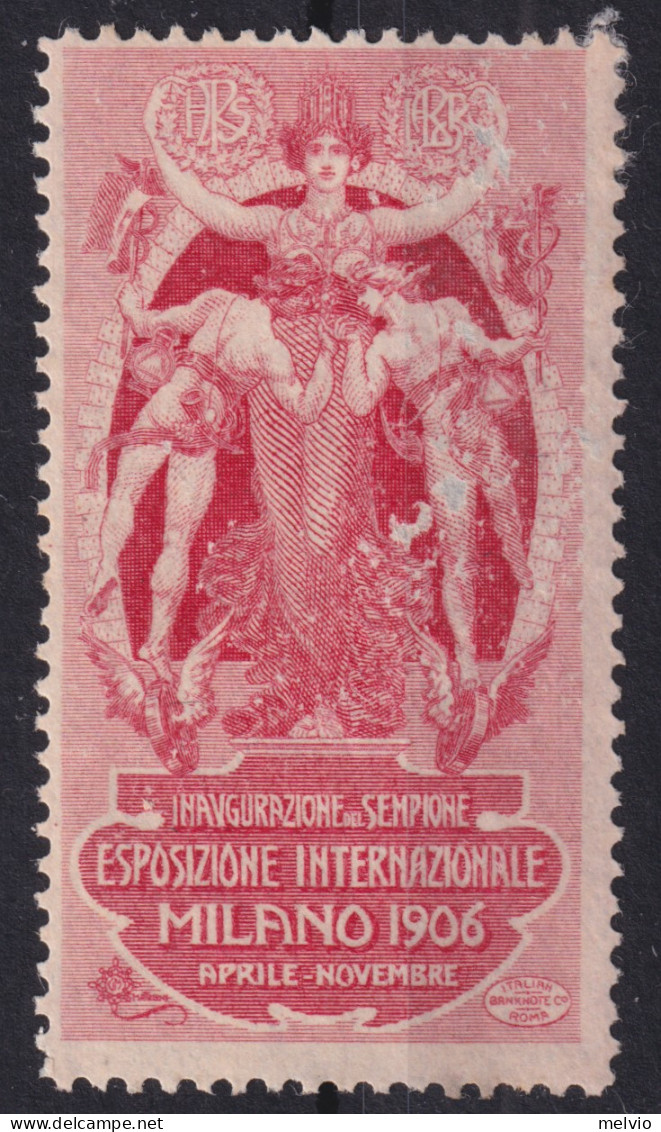 1906-Italia (NG=no Gum) Erinnofilo Rosso Esposizione Internazionale Di Milano 19 - Cinderellas