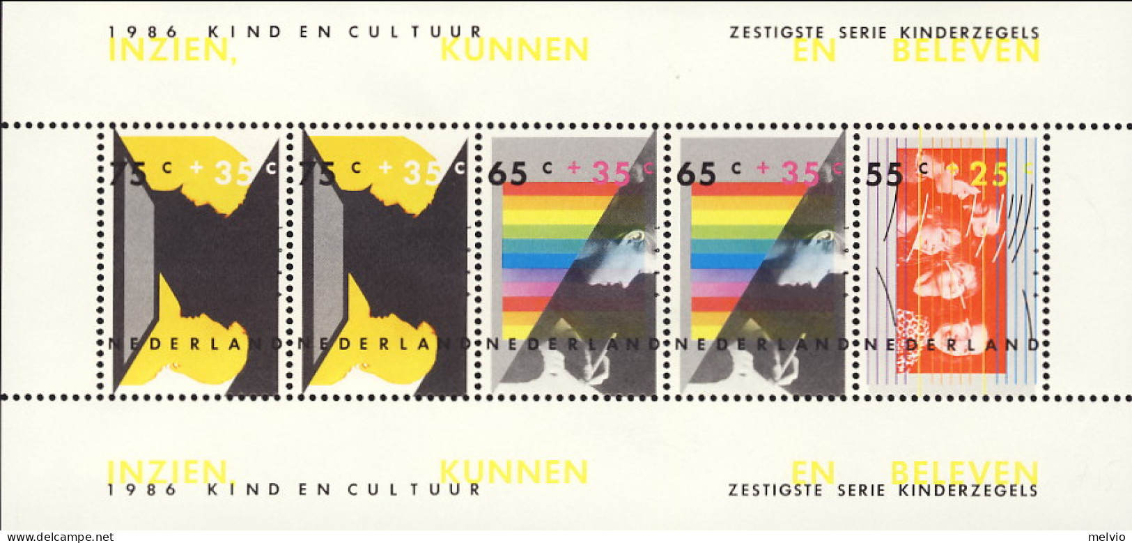 1986-Olanda (MNH=**) Foglietto 5v."Il Bambino E La Cultura" - Ongebruikt