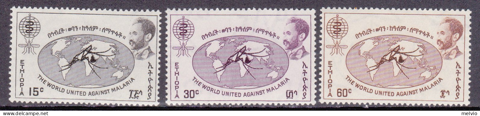 1962-Etiopia (MNH=**) S.3v."Lotta Alla Malaria" - Etiopia