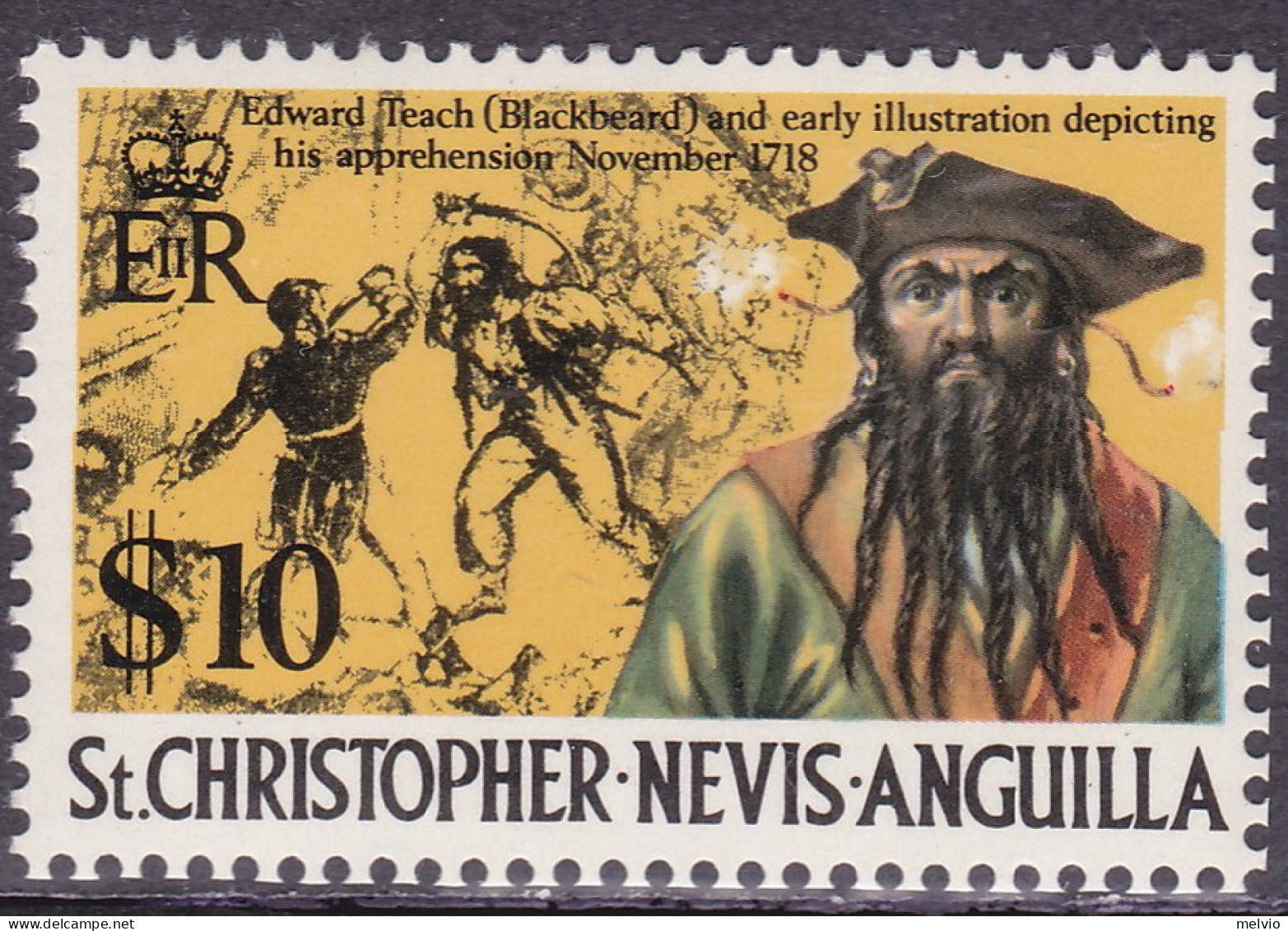 1970-St.Christoforo (MNH=**) S.1v."Storia Dell'isola,pirata Barbanera"catalogo E - Sonstige - Ozeanien