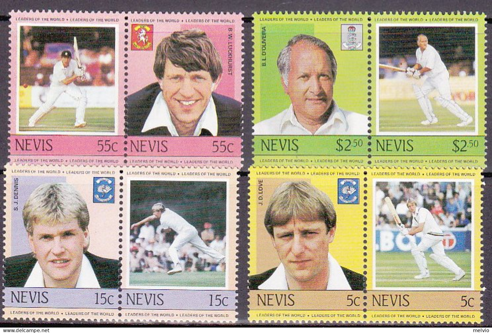 1984-Nevis (MNH=**) S.8v."Cricket" - America (Other)