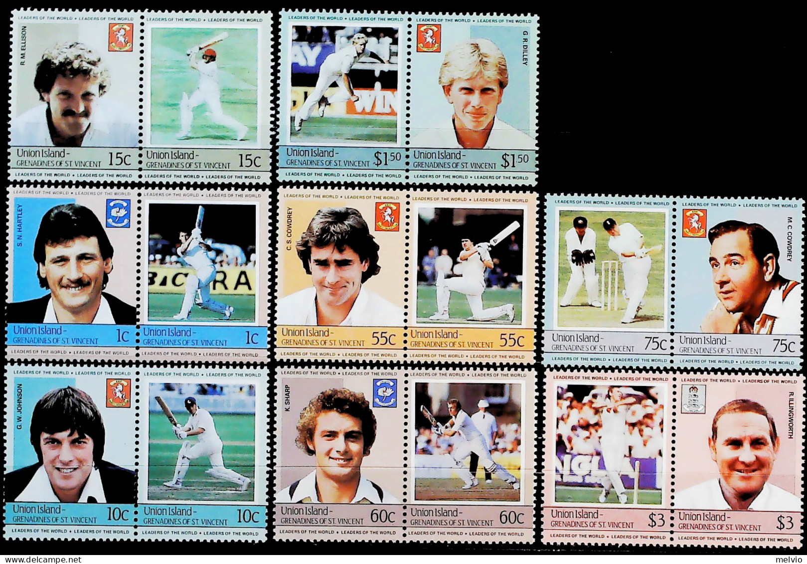 1984-Union Island St.Vincent (MNH=**) S.16v."Cricket" - St.Vincent (1979-...)