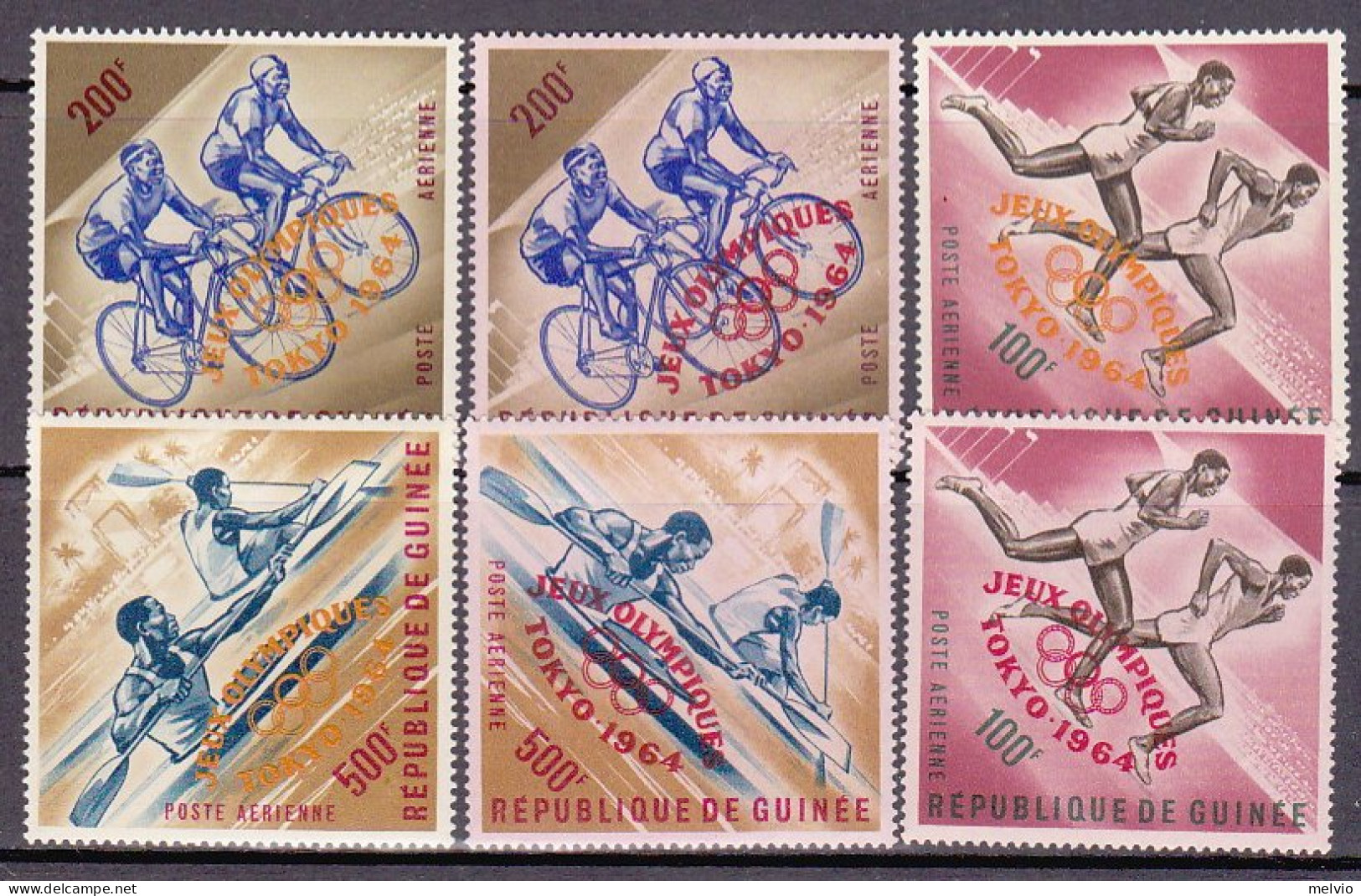 1964-Guinea (MNH=**) Posta Aerea S.6v."Olimpiade Di Tokyo"catalogo Yvert Euro 28 - Guinea (1958-...)