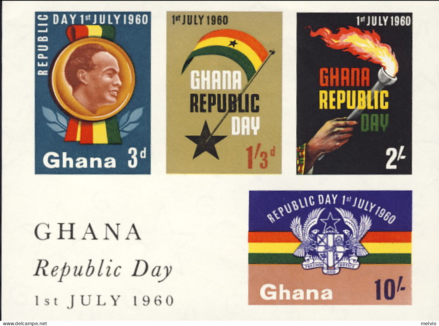1960-Ghana (MNH=**) Foglietto S.4v."Giornata Della Repubblica"cat.Yvert Euro 4 - Ghana (1957-...)