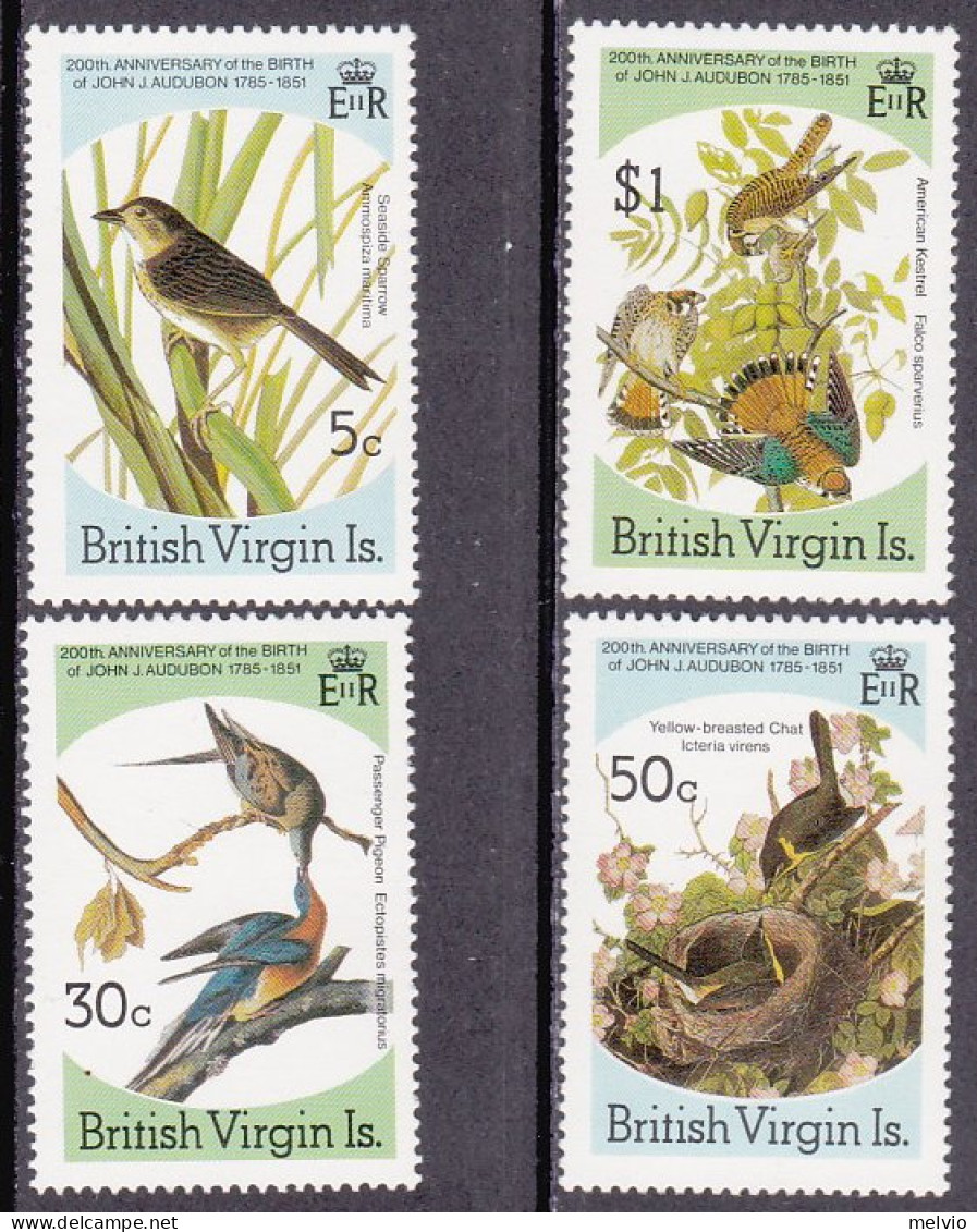 1985-Isole Vergini (MNH=**)s.4v."Uccelli" - Britse Maagdeneilanden