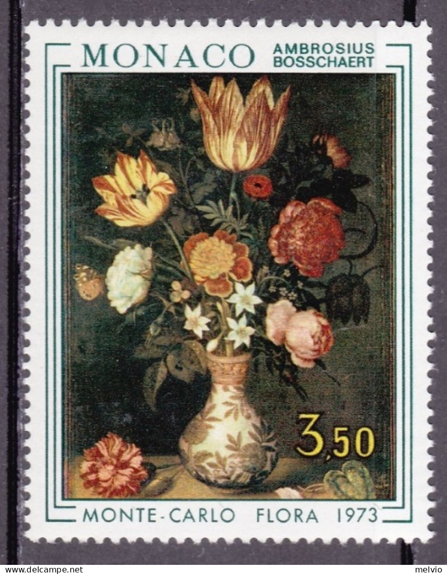 1973-Monaco (MNH=**) S.1v."Expo.Montecarlo,flora,quadro"catalogo Unificato Euro  - Andere & Zonder Classificatie