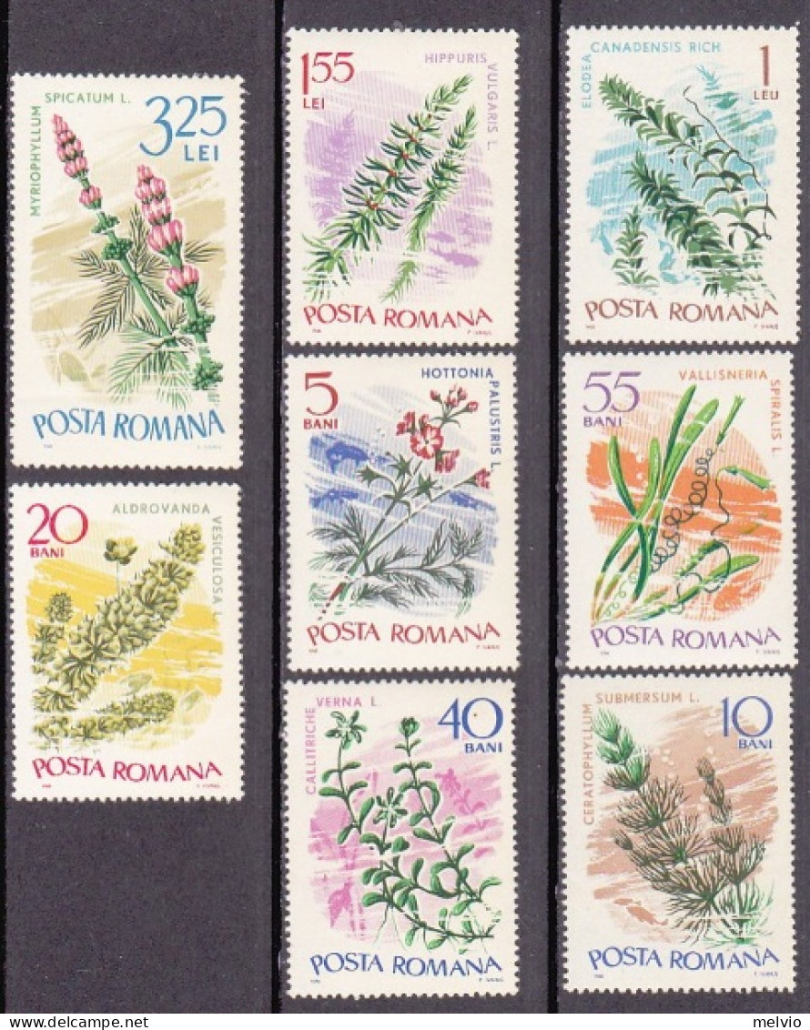 1966-Romania (MNH=**) S.8v."Fiori Acquatici"catalogo Euro 8,5 - Autres & Non Classés