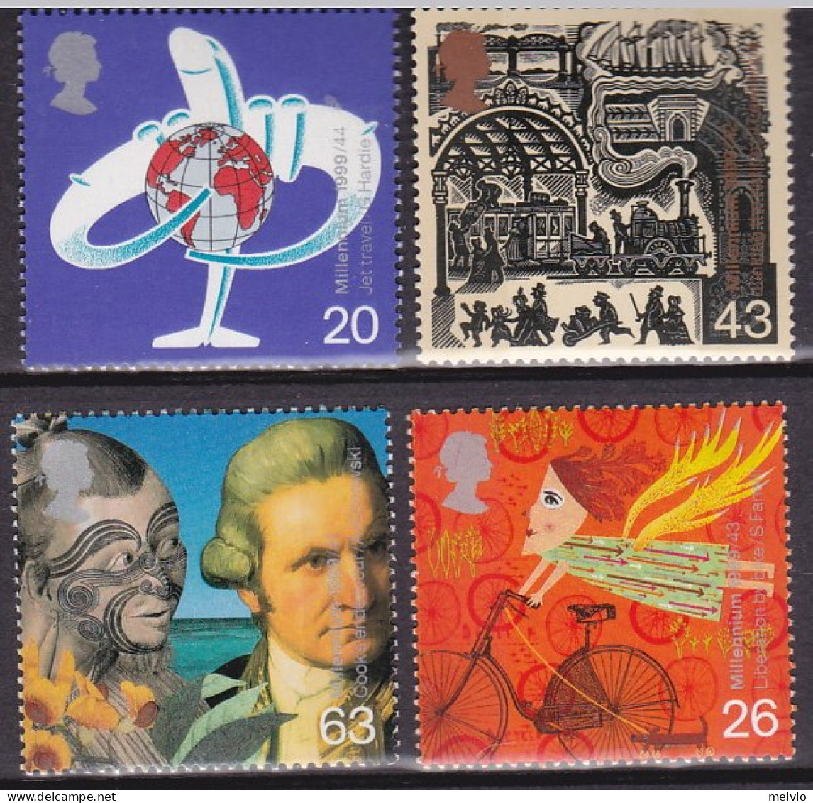 1999-Gran Bretagna (MNH=**) S.4v."celebrazione Del Millennio,viaggi E Viaggiator - Unused Stamps