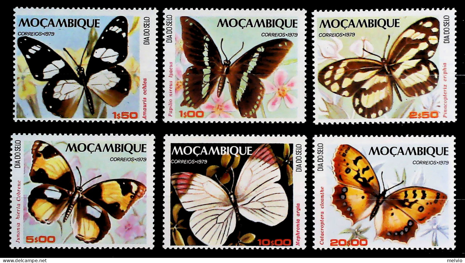 1979-Mozambico (MNH=**) Serie 6 Valori Farfalle - Mosambik
