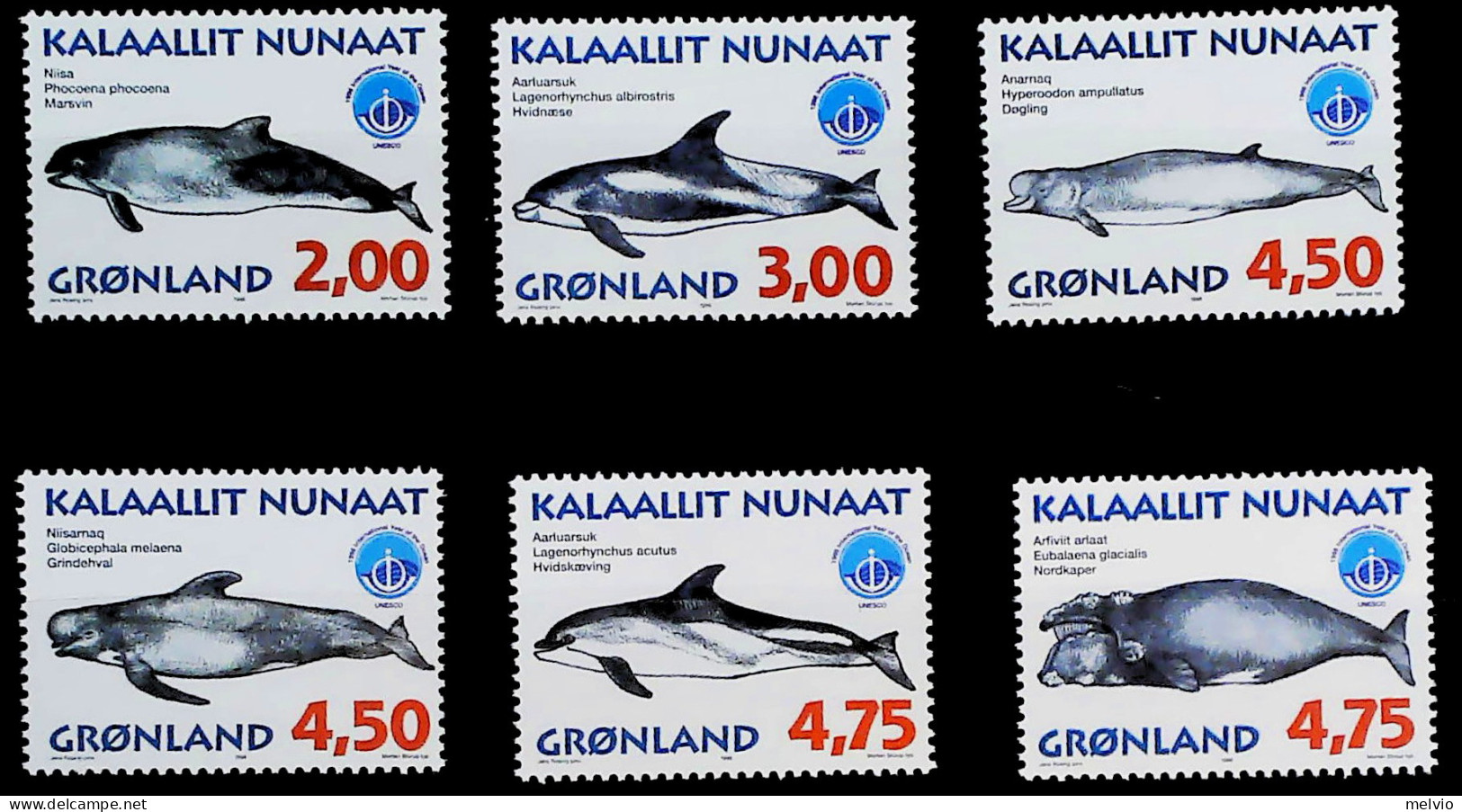 1998-Groenlandia (MNH=**) Serie 6 Valori Fauna Marina - Unused Stamps