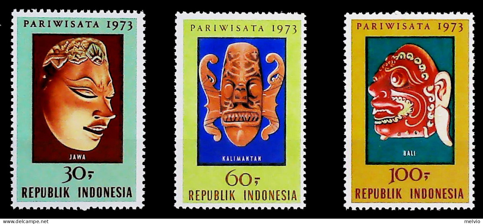1973-Indonesia (MNH=**) Serie 3 Valori Folklore Pariwisata Turismo - Indonesië