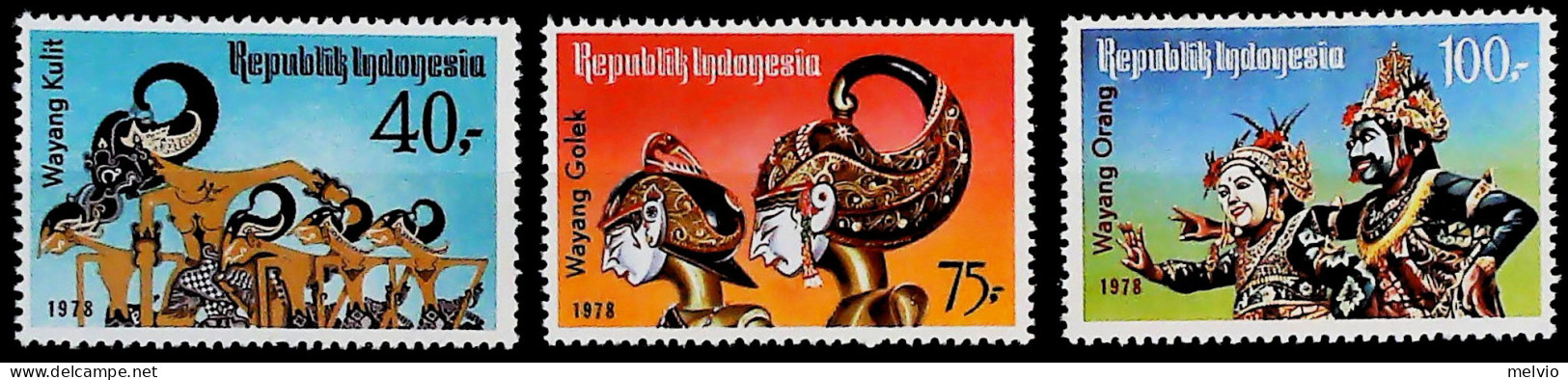 1978-Indonesia (MNH=**) Serie 3 Valori Maschere - Indonesië