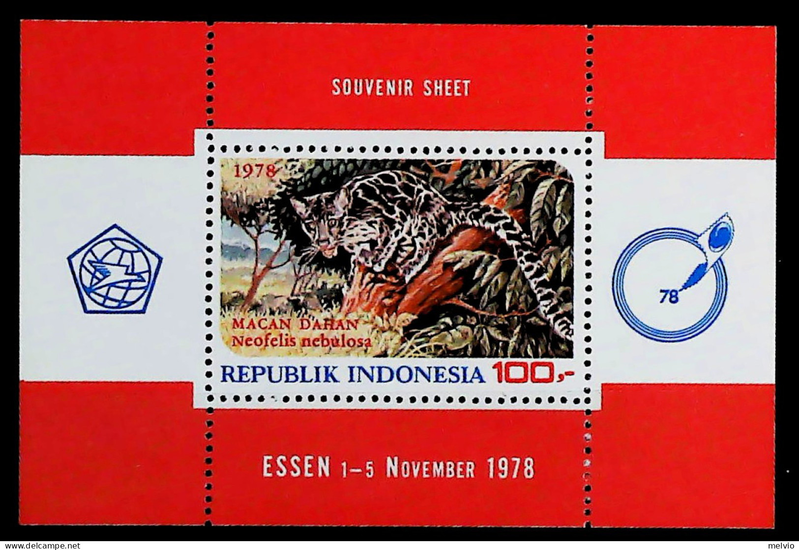 1978-Indonesia (MNH=**) Foglietto 1 Valore Leopardo - Indonésie