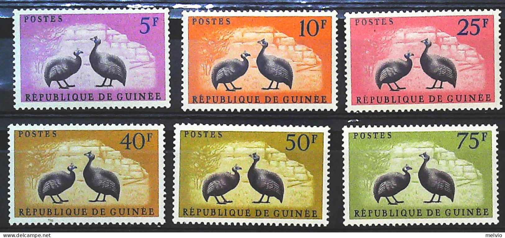 1961-Guinea (MNH=**) Serie 6 Valori Faraona - Guinea (1958-...)