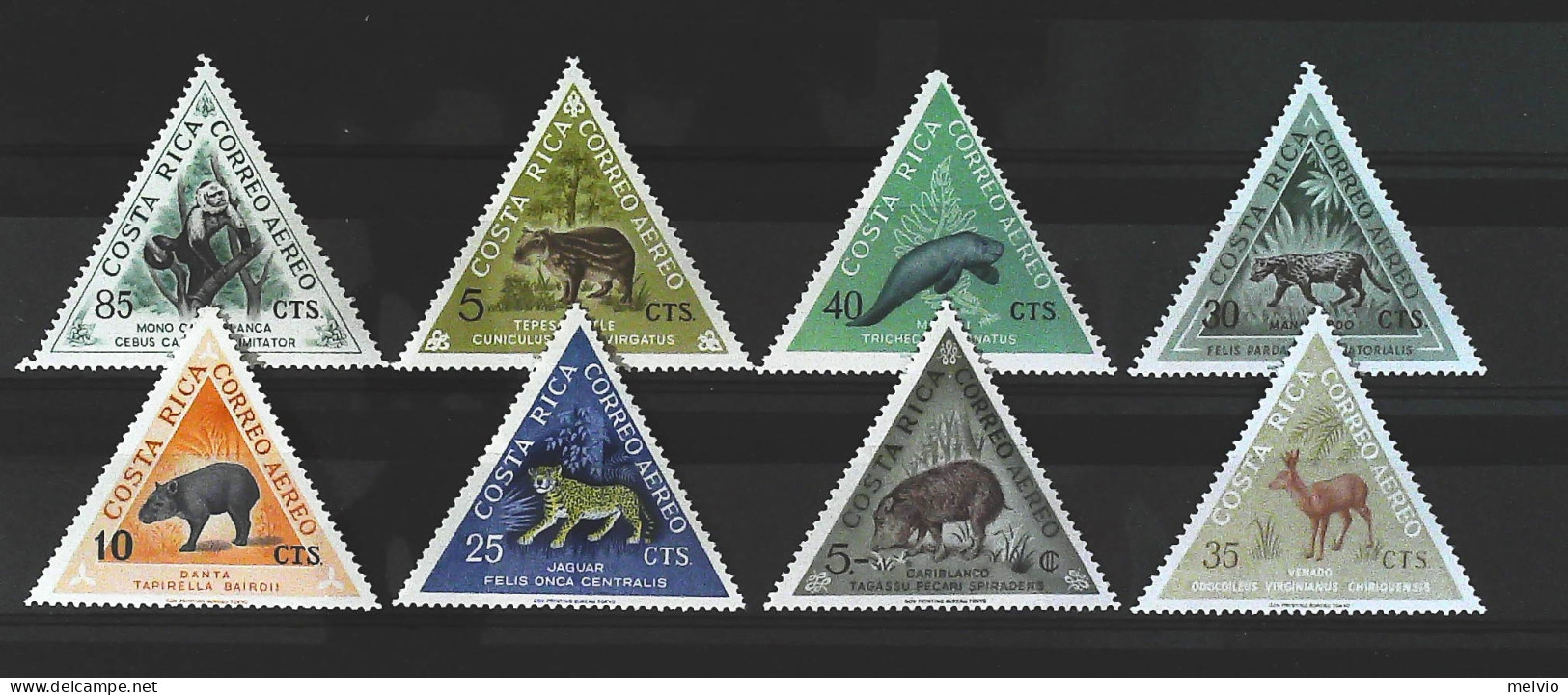 1963-Costa Rica (MNH=**) Serie 8 Valori Tapiro Leopardo Giaguaro Lamantino Scimm - Costa Rica