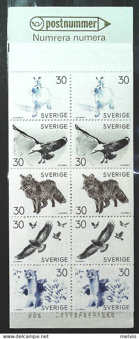 1968-Svezia (MNH=**) Libretto 2 Serie Da 5 Valori Accoppiate Animali Selvatici L - Otros & Sin Clasificación